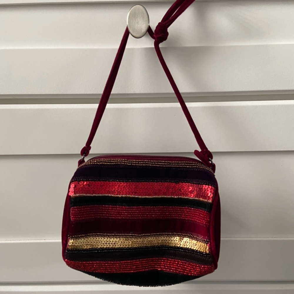 Red Velvet Beaded Bag